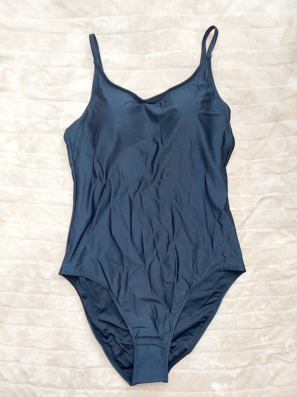 Quince Italian Cami Black One-Piece Swimsuit Womens Size Large NWT Quiet-Luxury